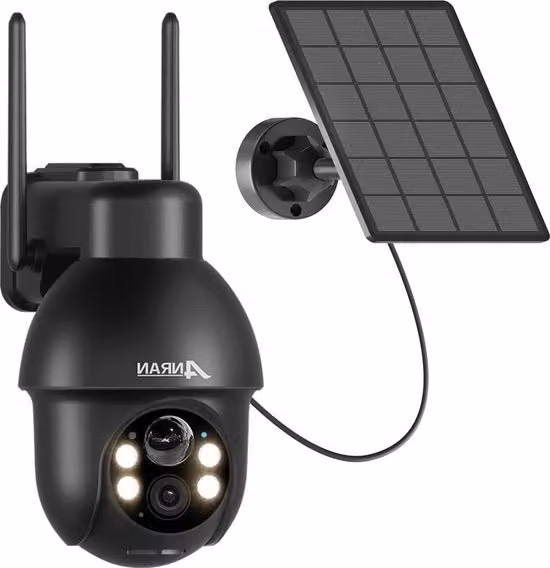 Camera di Sicurezza Esterna Q3 Pro con Alimentazione Solare, Wi-Fi, Rilevamento Movimento AI, Visione Notturna e Audio Bidirezionale, Colore Nero