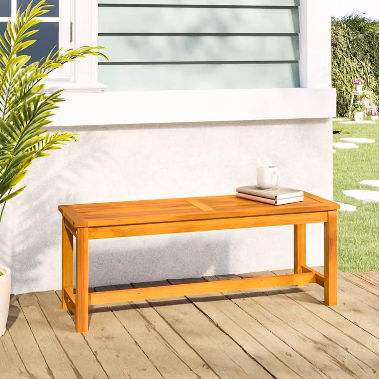 vidaXL Panca da Giardino in Legno di Acacia Marrone L: 110 cm, P: 35 cm, H: 45 cm