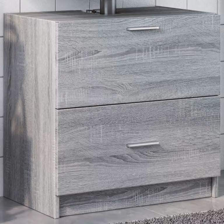 Mobile Lavabo vidaXL Grigio Sonoma per Bagno con Ante a Cerniera L/P/H: 59 x 37 x 59 cm