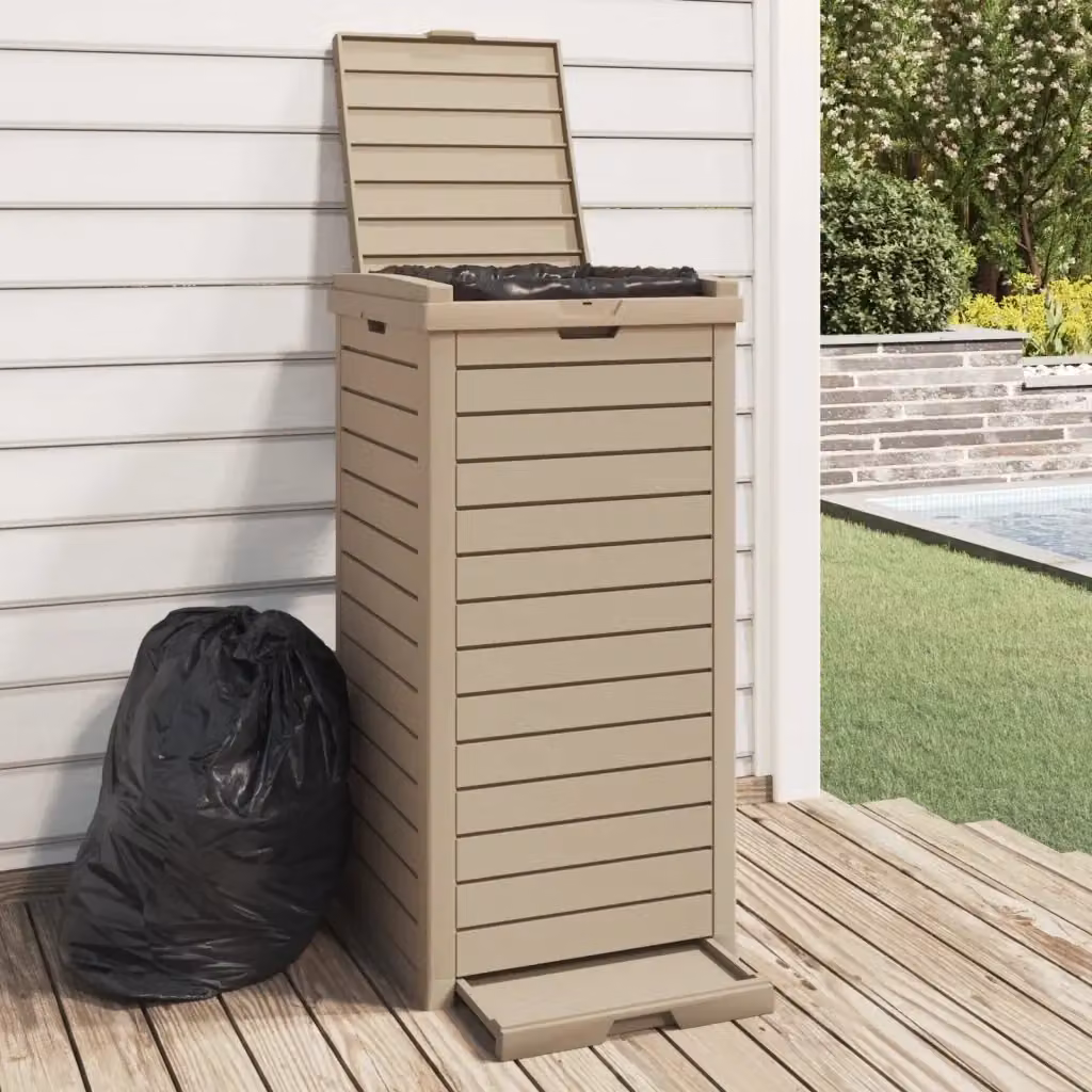 Cestino per rifiuti da esterno Outsunny marrone con pedale in plastica L/P/H: 41 x 41 x 86 cm – 2