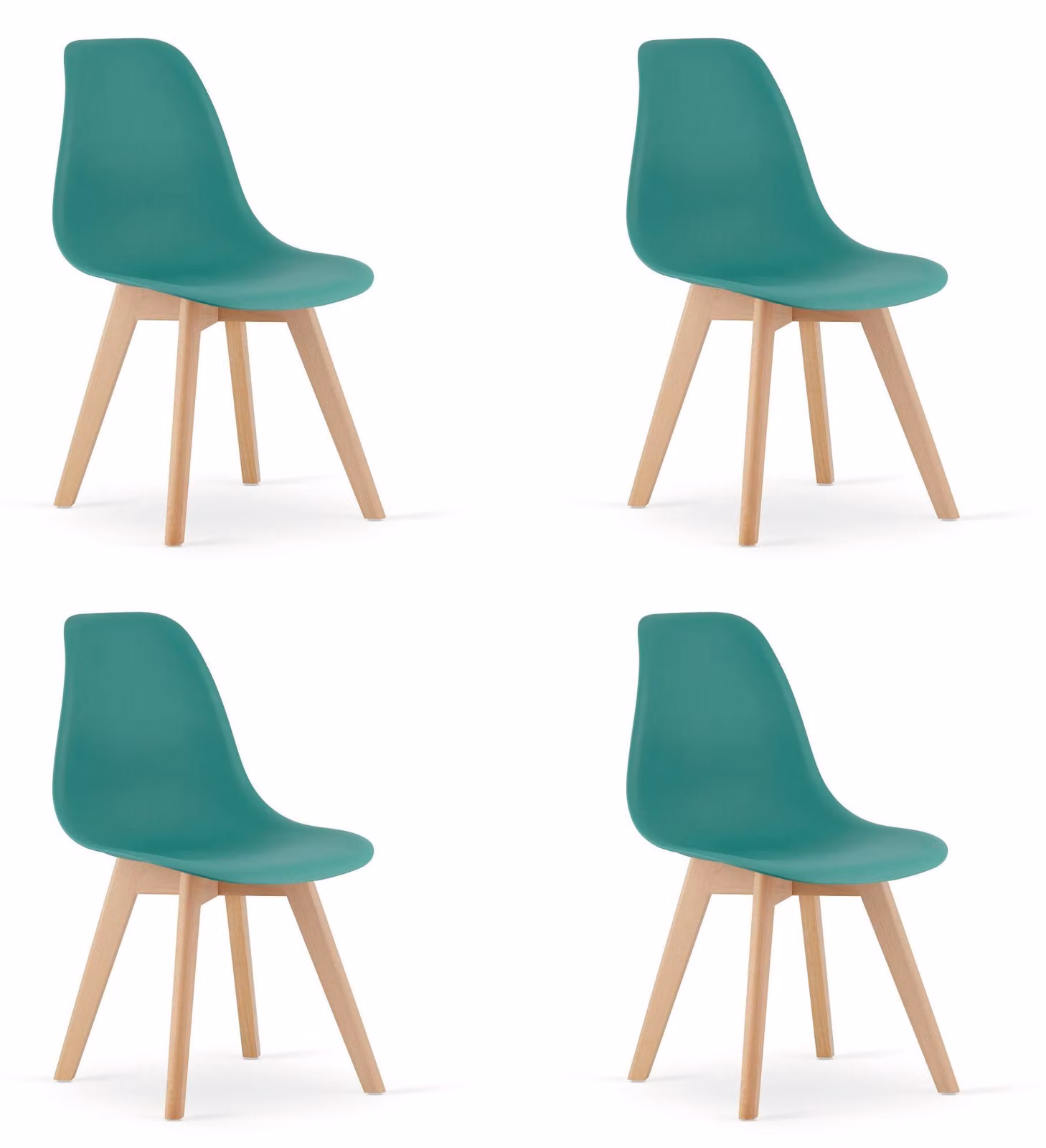 Sedia KITO, colore verde / gambe in legno naturale, 4 pezzi