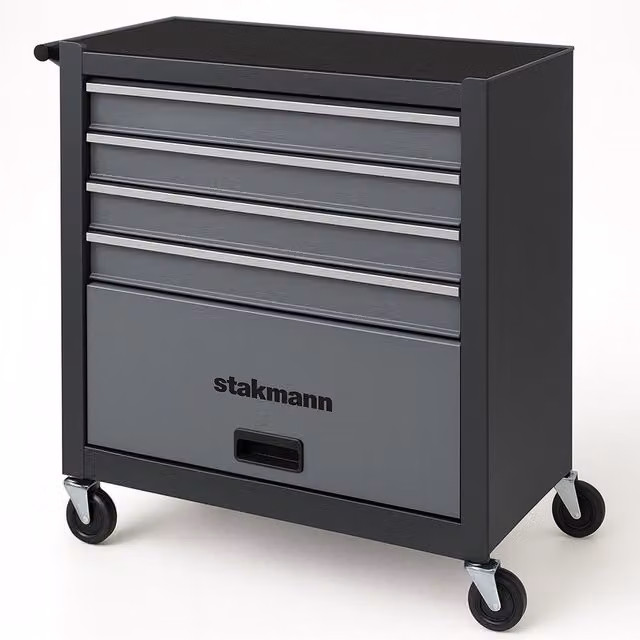 Carrello Portautensili GIORDANOSHOP in Acciaio Grigio con 4 Cassetti e Ruote L: 61,5 cm, P: 33,0 cm, H: 74,5 cm