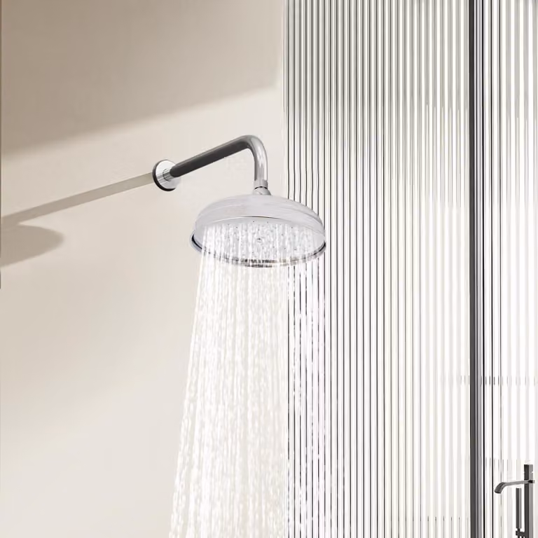 Doccia a soffitto, rotazione a 360°, acciaio inossidabile resistente alla ruggine, colore argento