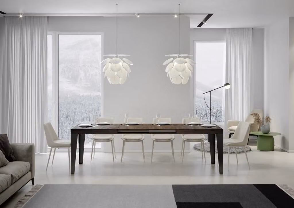 Tavolo da pranzo rettangolare allungabile GIORDANOSHOP in legno color noce, L/P/H: 160-264 x 90 x 77 cm – 2