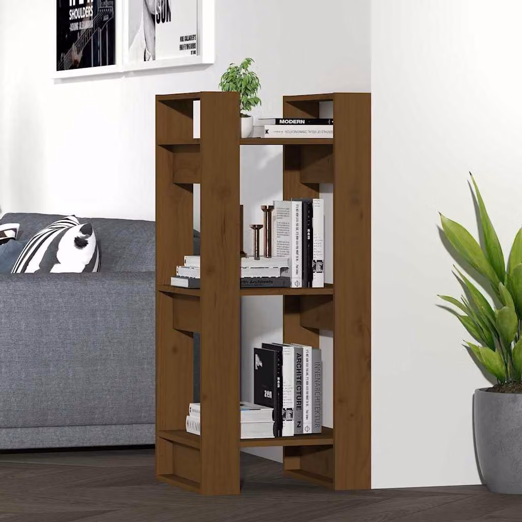 Libreria divisorio vidaXL in legno di pino massello color marrone stile rustico L 41 cm x P 35 cm x H 91 cm