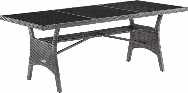 Tavolo da giardino rettangolare estensibile Casaria in polyrattan grigio L: 190 cm, P: 90 cm, H: 75 cm – 1