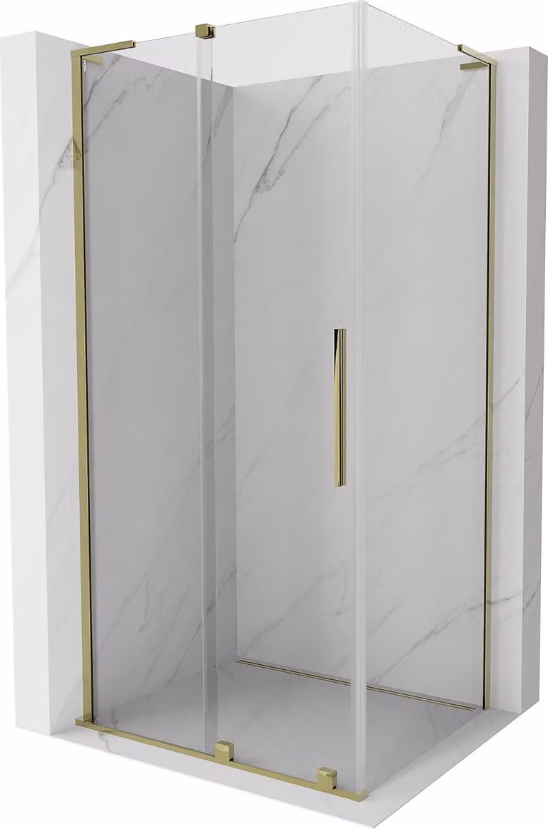 Mexen Velar L cabina doccia scorrevole 90 x 85 cm, trasparente, oro - 871-090-085-03-50