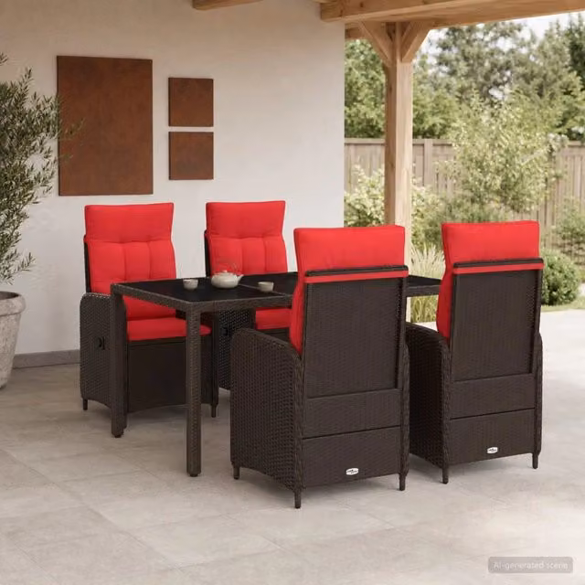 Set da pranzo per esterni 5 pz polyrattan 3422316