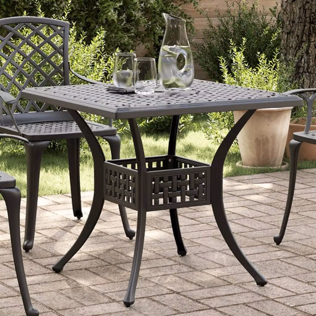 Maison Exclusive - Tavolo da giardino nero, 80x80x75 cm, in alluminio verniciato
