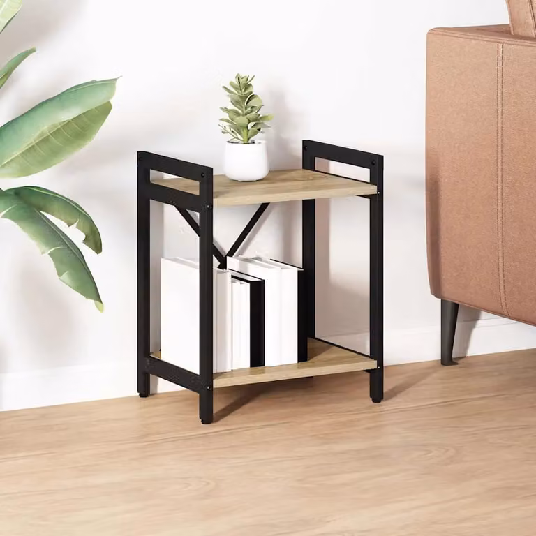 Libreria industrial vidaXL in legno e metallo, colore marrone, L 40 cm x P 30 cm x H 50 cm
