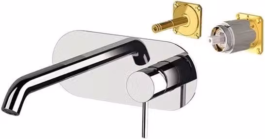 Miscelatore a incasso per lavabo con piastra in ottone cromato x-stile