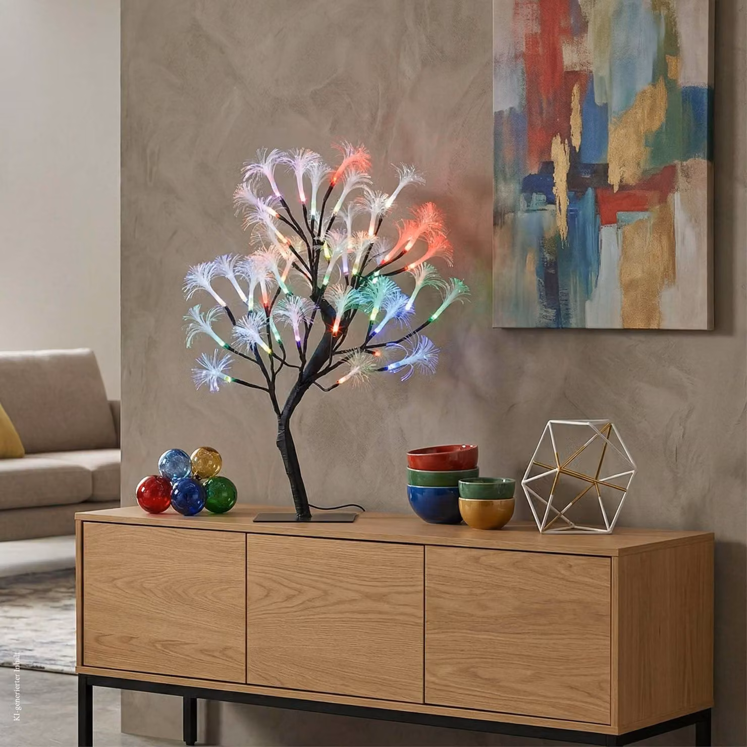 LED-Boom, 40 luci che cambiano colore, fibra ottica, 45 cm, cavo di 3 metri