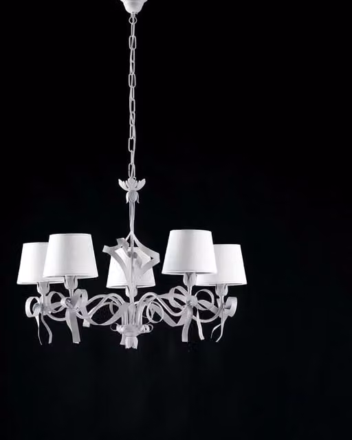 Lampadario Shabby Chic Lucy Bianco 5 Luci BeLight