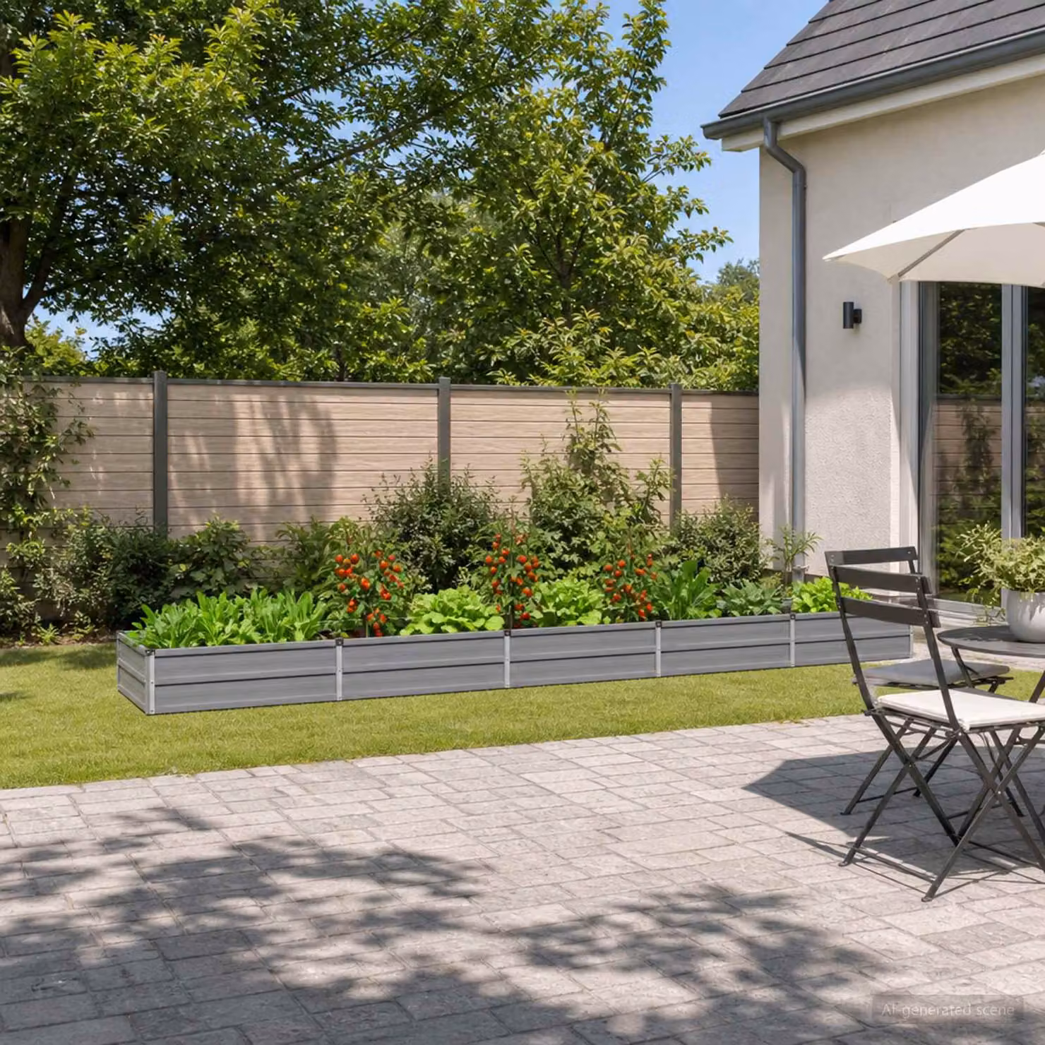 Letto rialzato da giardino vidaXL in metallo Grigio L: 400 cm, P: 80 cm, H: 24 cm
