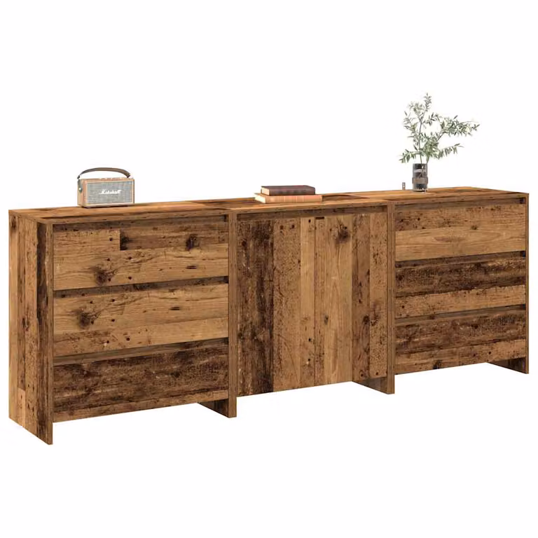 Set di 3 credenze vidaXL in legno multistrato e MDF, stile moderno, colore marrone opaco