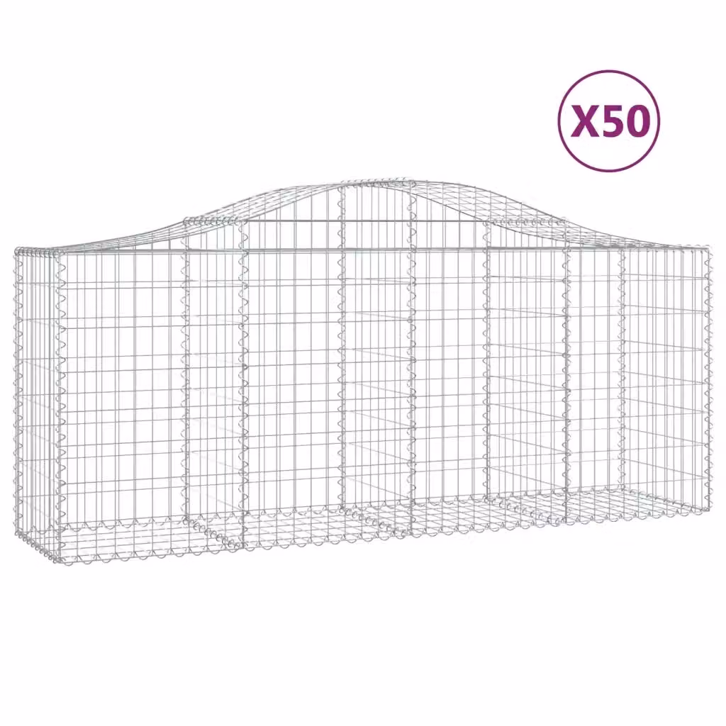 Set di 50 Cesti Gabbioni ad Arco Videx in Acciaio Zincato Argento L: 200 cm, P: 50 cm, H: 80/100 cm – 2