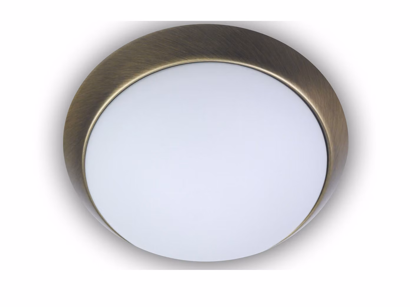 Plafoniera rotonda in vetro opale anello decorativo in ottone antico Ø 25cm Luce da ufficio Luce da cucina