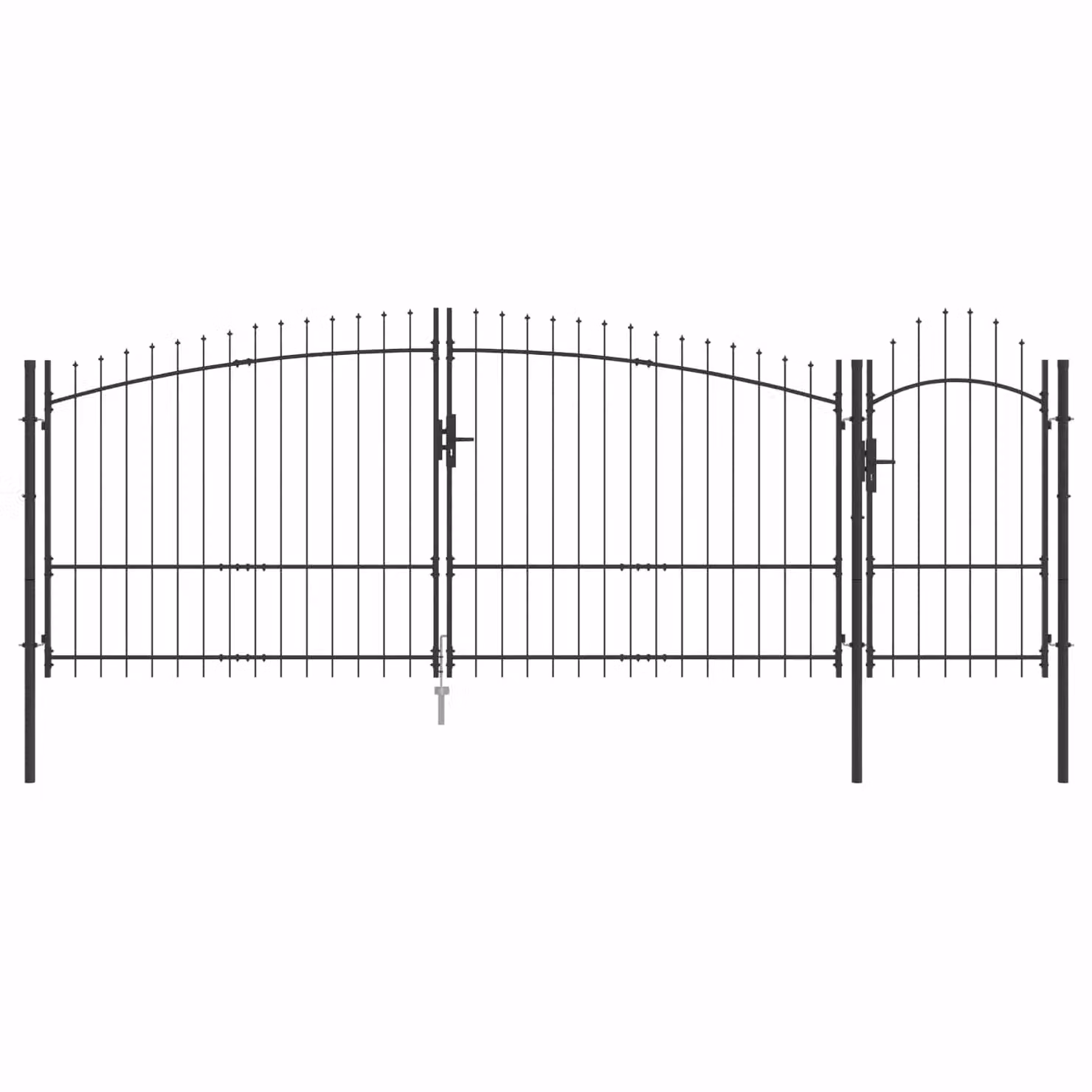 Cancello da giardino a doppia anta vidaXL WOERDEN in acciaio nero o grigio, L: 400 cm, H: 175 cm