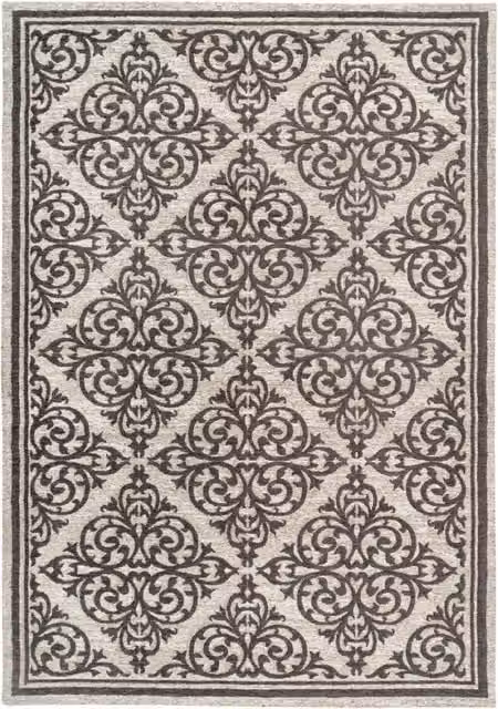 Tappeto rettangolare moderno in poliestere KENDRA HOME grigio e bianco – 1