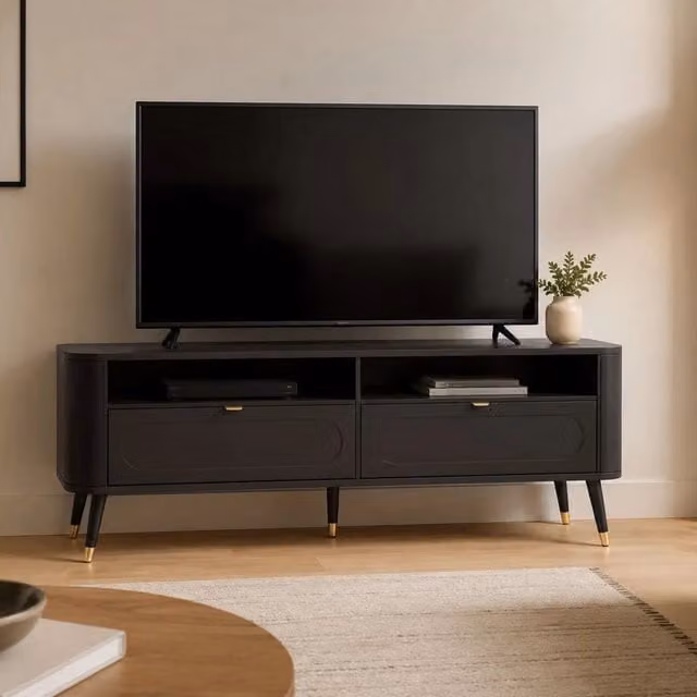 Limi, Mobile Porta tv 2 Cassetti, 138x40x53h cm Nero
