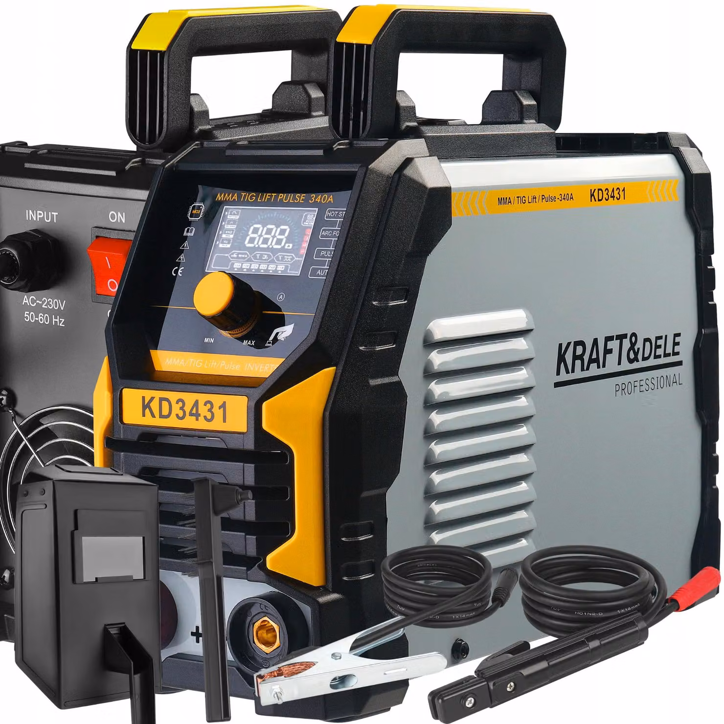 Saldatrice inverter MMA TIG Lift Pulse, robusta, 340A, modello KD3431, marca Kraft&Dele