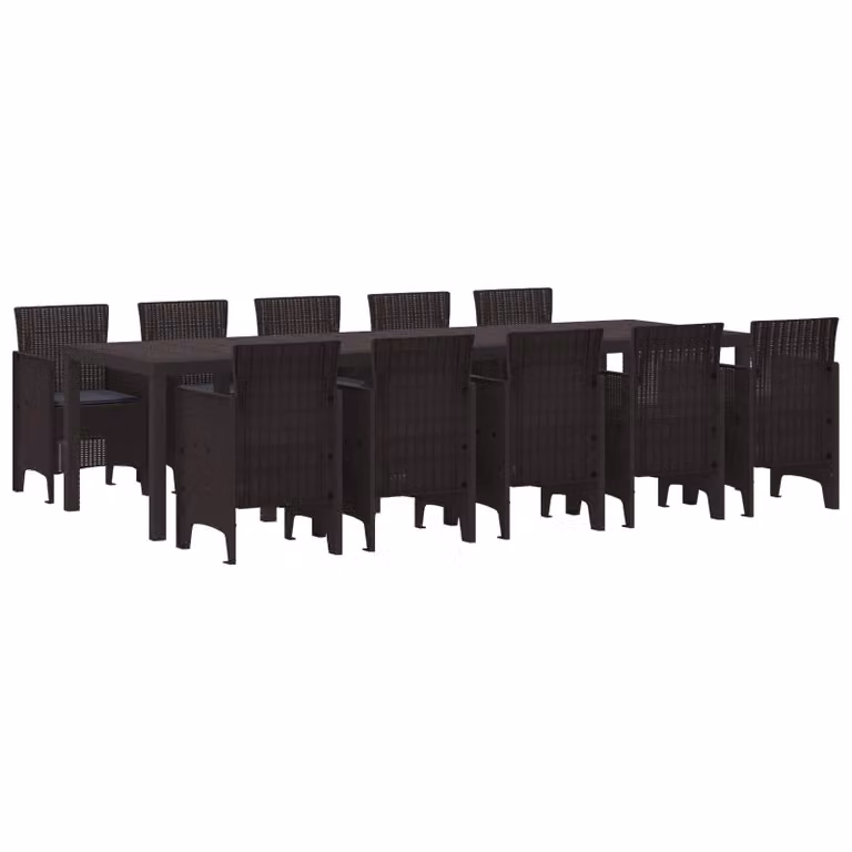 vidaXL Set da Pranzo per Giardino 11 pz Marrone e Antracite Rattan