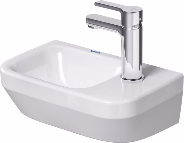 Duravit No.1 lave-mains, avec trou pour robinetterie, sans trop-plein, 360x220mm, gauche, dessous émaillé, blanc, 07453600412, 07453600412
