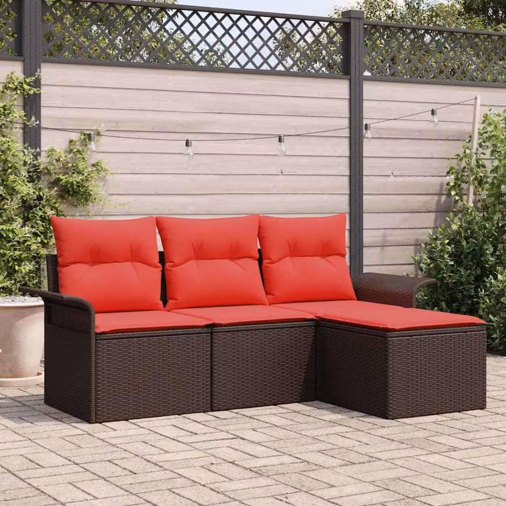 Maison Exclusive - Set da giardino composto da 4 pezzi, divano in rattan sintetico marrone