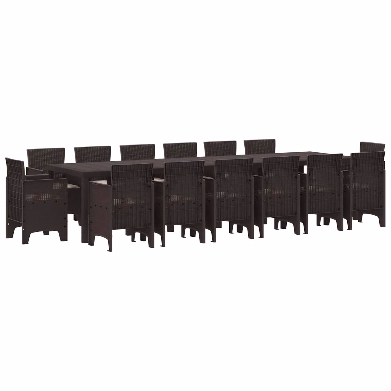 vidaXL Set da Pranzo per Giardino 15 pz Marrone Rattan Polt