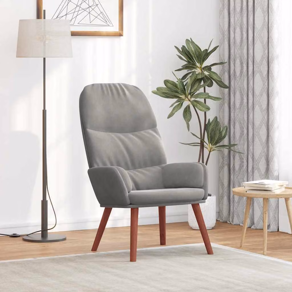 Sedia Relax vidaXL in Velluto Grigio con Braccioli