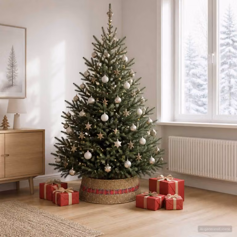 vidaXL Collare per Albero di Natale Rotondo Naturale Ø 75 x 25 cm