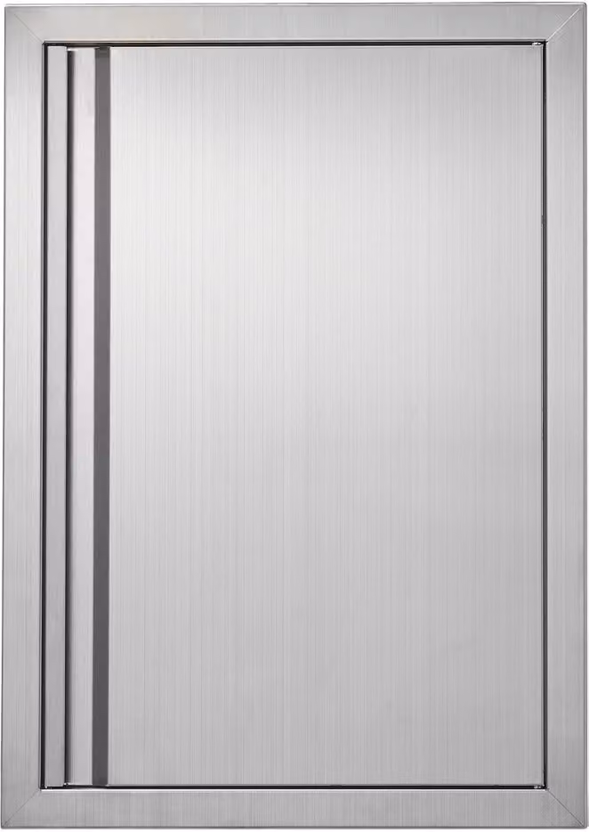 Porta di accesso al barbecue in acciaio inox - Porta verticale a parete per isola barbecue - 432 x 610 mm - Montaggio a filo muro - Maniglia a scomparsa - Stazione barbecue, mobile esterno