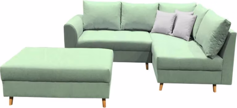 Ecksofa L-Form Sofa Couch Polster Sofas Wohnlandschaft Stoffsofa Hocker Couchen