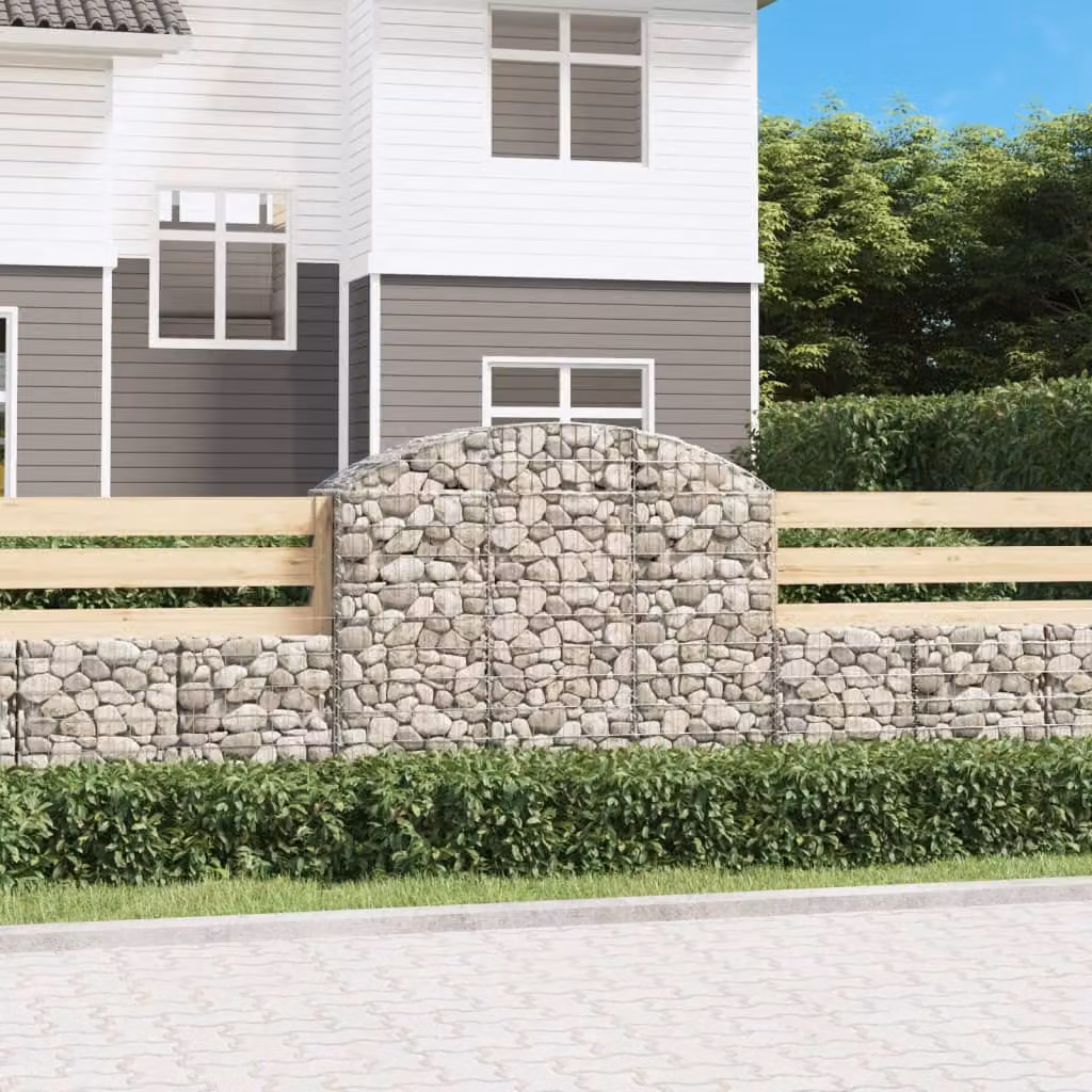 Cesto Gabbione ad Arco vidaXL in Acciaio Zincato Grigio L: 150 cm, P: 50 cm, H: 120/140 cm