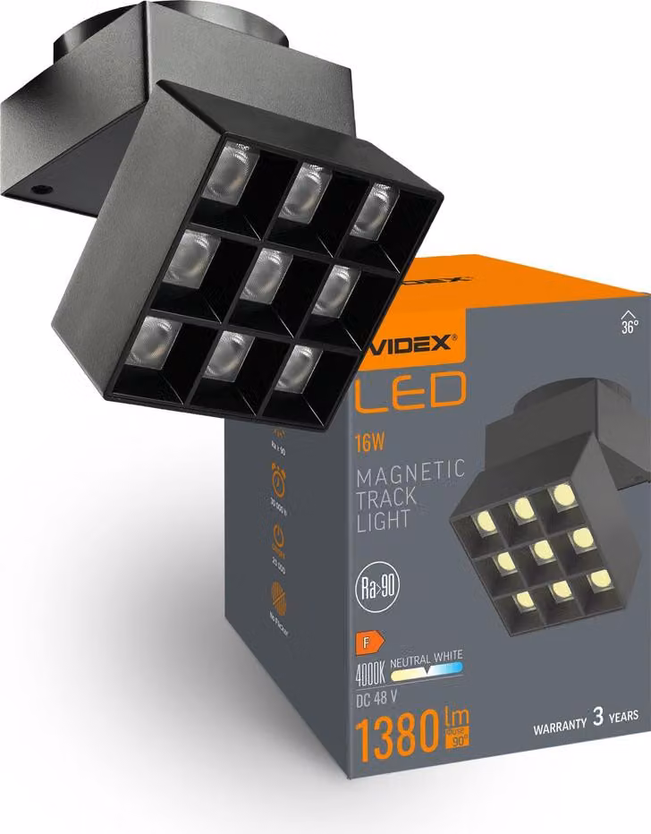 VIDEX LED Luce a binario 16W 4000K Nero