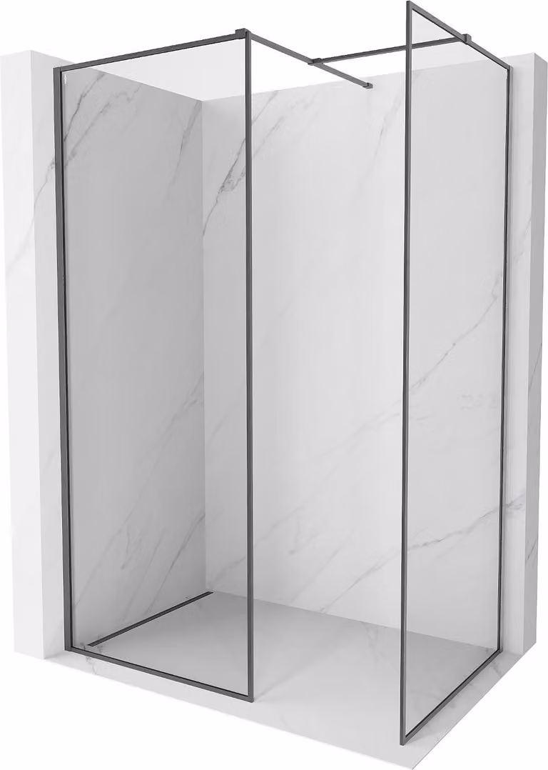 Mexen Kioto-F Pannello doccia Walk-in con cornice 95 x 70 cm, trasparente 8 mm, grigio canna di fucile spazzolato