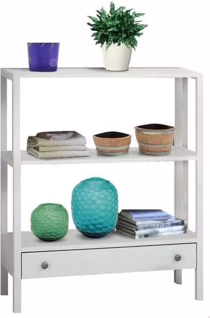 Libreria laccata bianca con cassetto 90x32x105 (732) - Mobili 2G