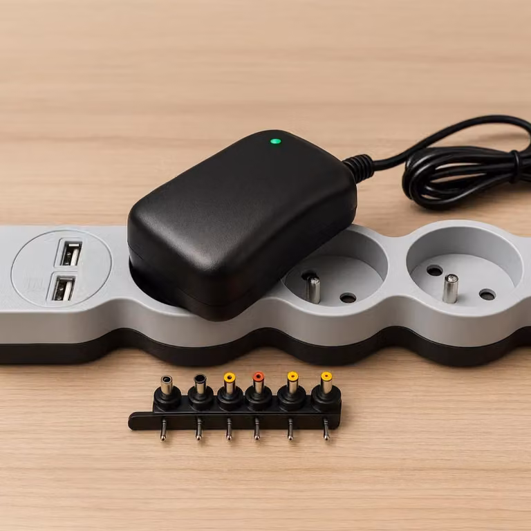 Alimentatore di rete regolabile, universale, da 30 W, con USB e 6 prese, da 3 a 12 V