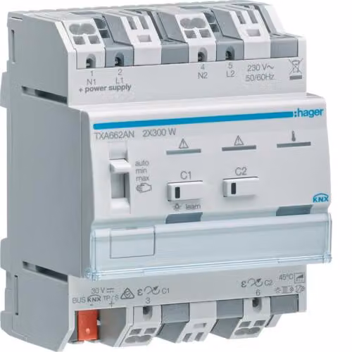 HAGER TXA662AN Attuatore dimmerabile universale 2 volte KNX easy (TXA662AN)