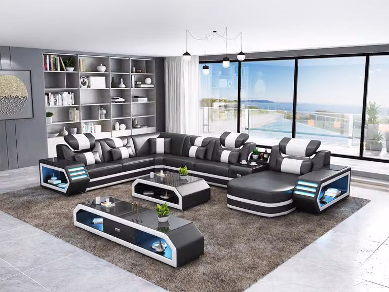 Polster Ecksofa Ausgefallene Wohnlandschaft eckgarnitur couchen sofas usb led