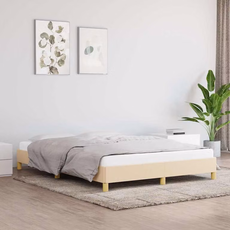 vidaXL Giroletto imbottito in tessuto beige senza materasso L 140 x P 200 cm