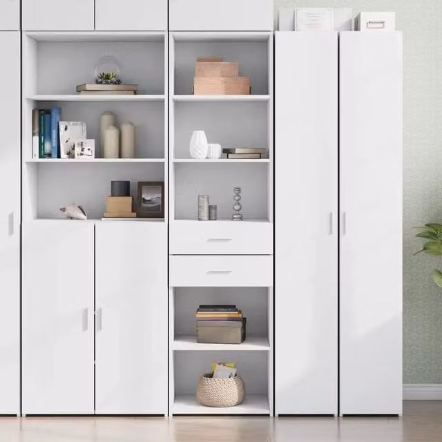 Credenza moderna bianca vidaXL a parete in legno L: 50 cm, P: 42,5 cm, H: 185 cm
