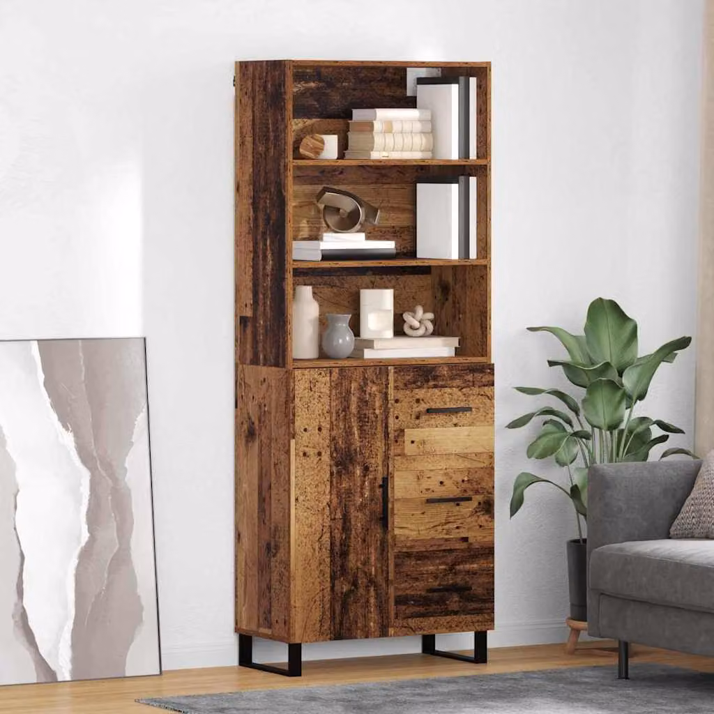 Set di 2 credenze vidaXL in legno vecchio marrone per cucina e soggiorno L/P/H: 69,5 x 34 x 180 cm