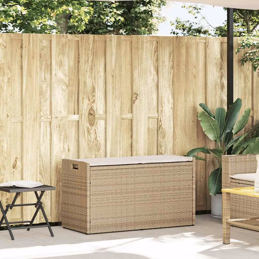 vidaXL Cassapanca da Esterno con Cuscino Beige 100 cm in Polyrattan