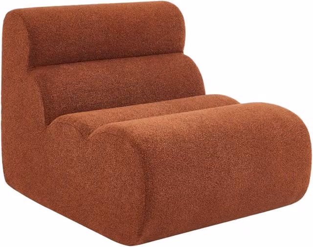 Poltrona sottovuoto e compresso bouclé testurizzata, terracotta