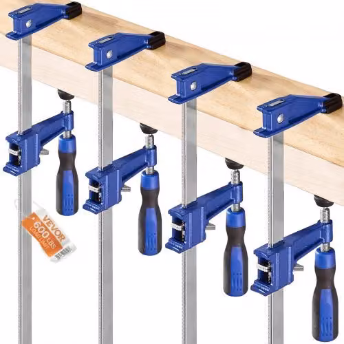 Set di 4 Morsetti a Barra VEVOR per Lavorazione Legno in Acciaio e Ghisa, Colore Nero e Blu, Apertura 101,5 cm, Carico Massimo 272 kg