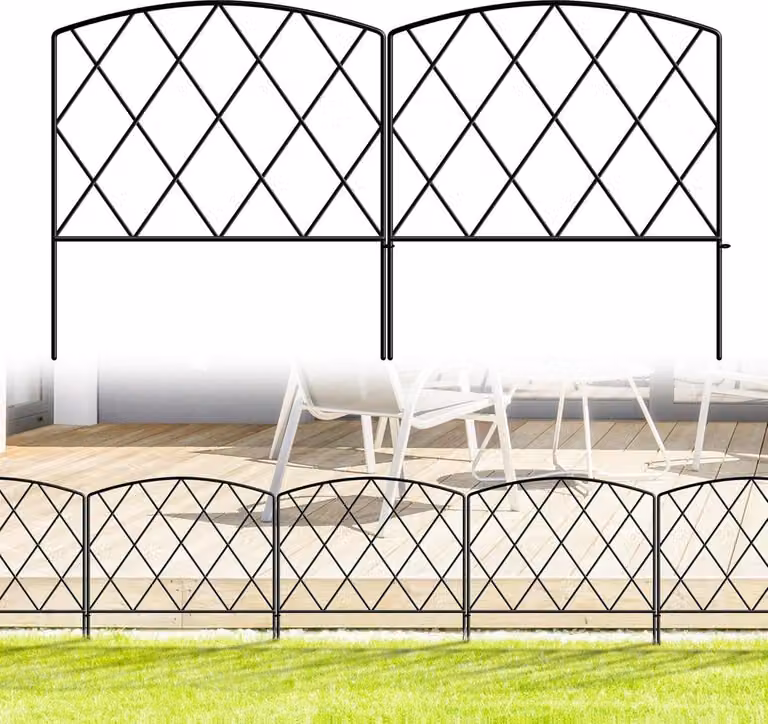 Recinzione decorativa per giardino, 61 cm x 56 cm - 5 pannelli. Recinzione in metallo resistente alla ruggine, facile da pulire, ideale per il giardino e per la protezione degli animali
