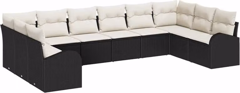 Set di divani con cuscino 10 pcs Nero Polyrattan