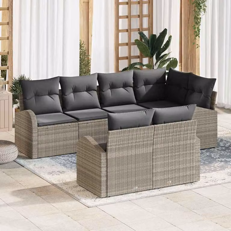 Maison Exclusive - Set Divano da Giardino Grigio chiaro polyrattan