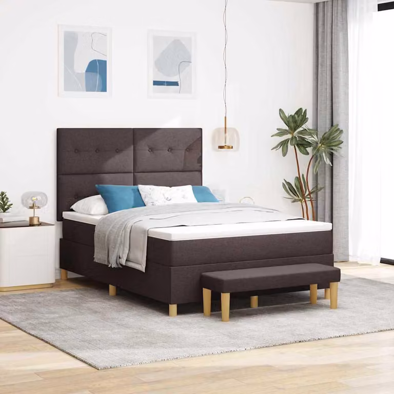 Maison Exclusive - Letto boxspring con cuscini, marrone scuro, 200 x 140 cm, tessuto